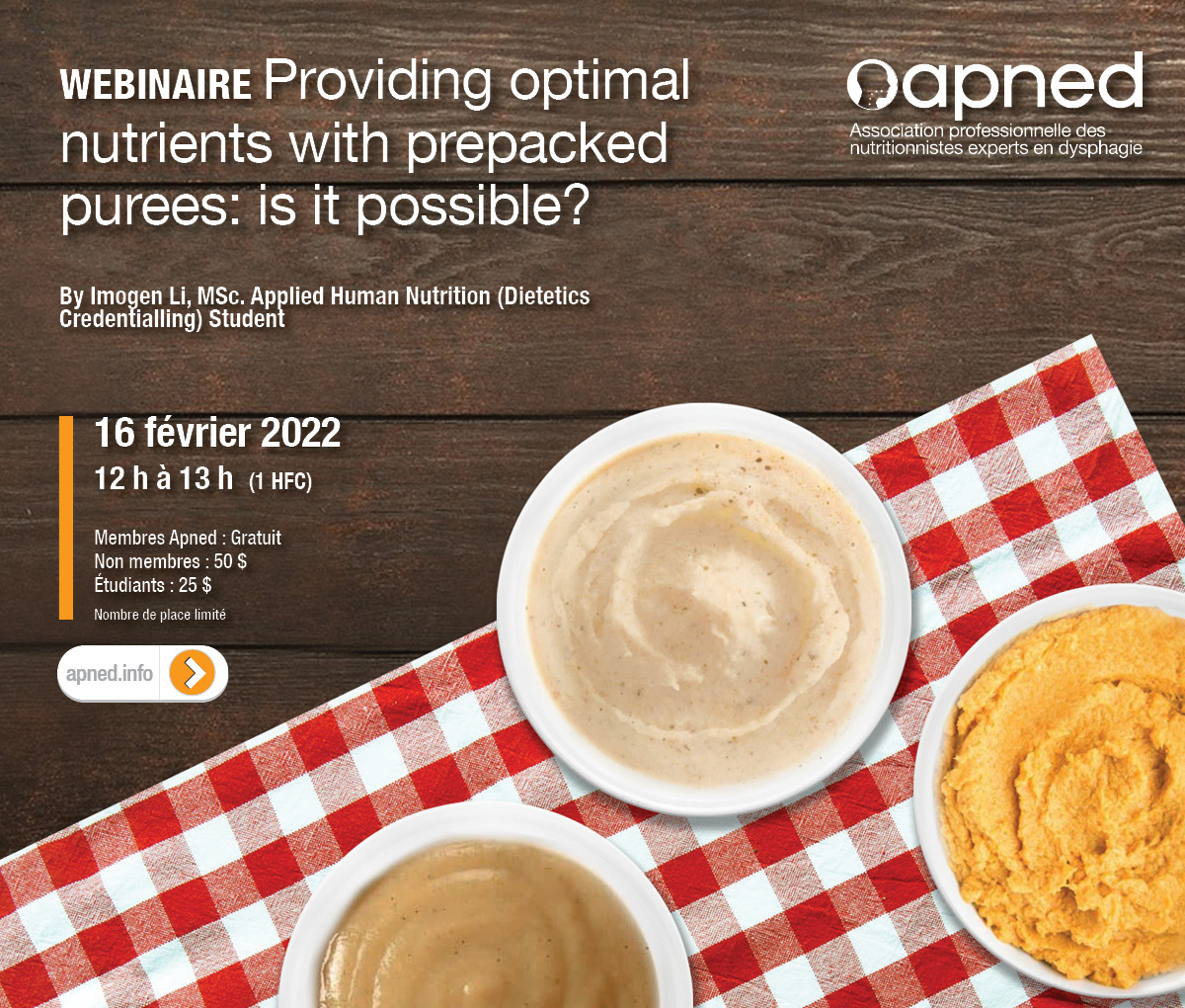 Webinaire 16 février 2022 – Providing optimal nutrients with prepacked purees: is it possible?